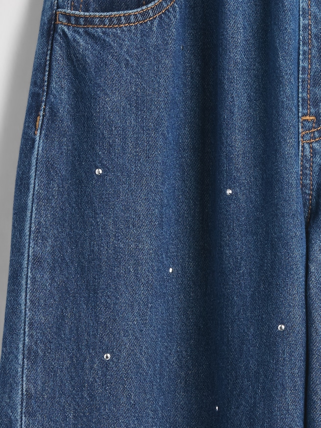 ハイライズ ラインストーン イージーウエスト バレルデニム (キッズ)-4