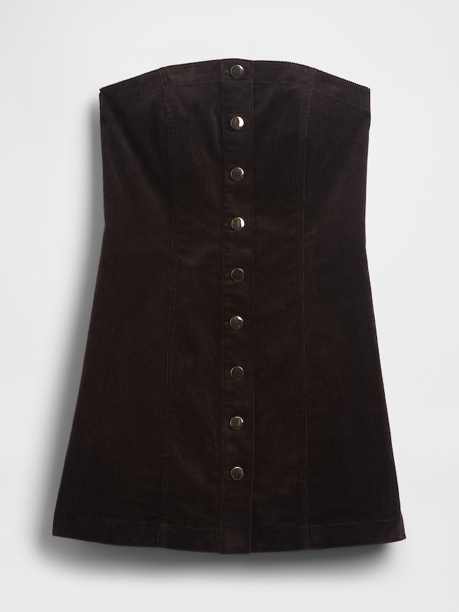 コーデュロイ ストラップレス ミニワンピース-4