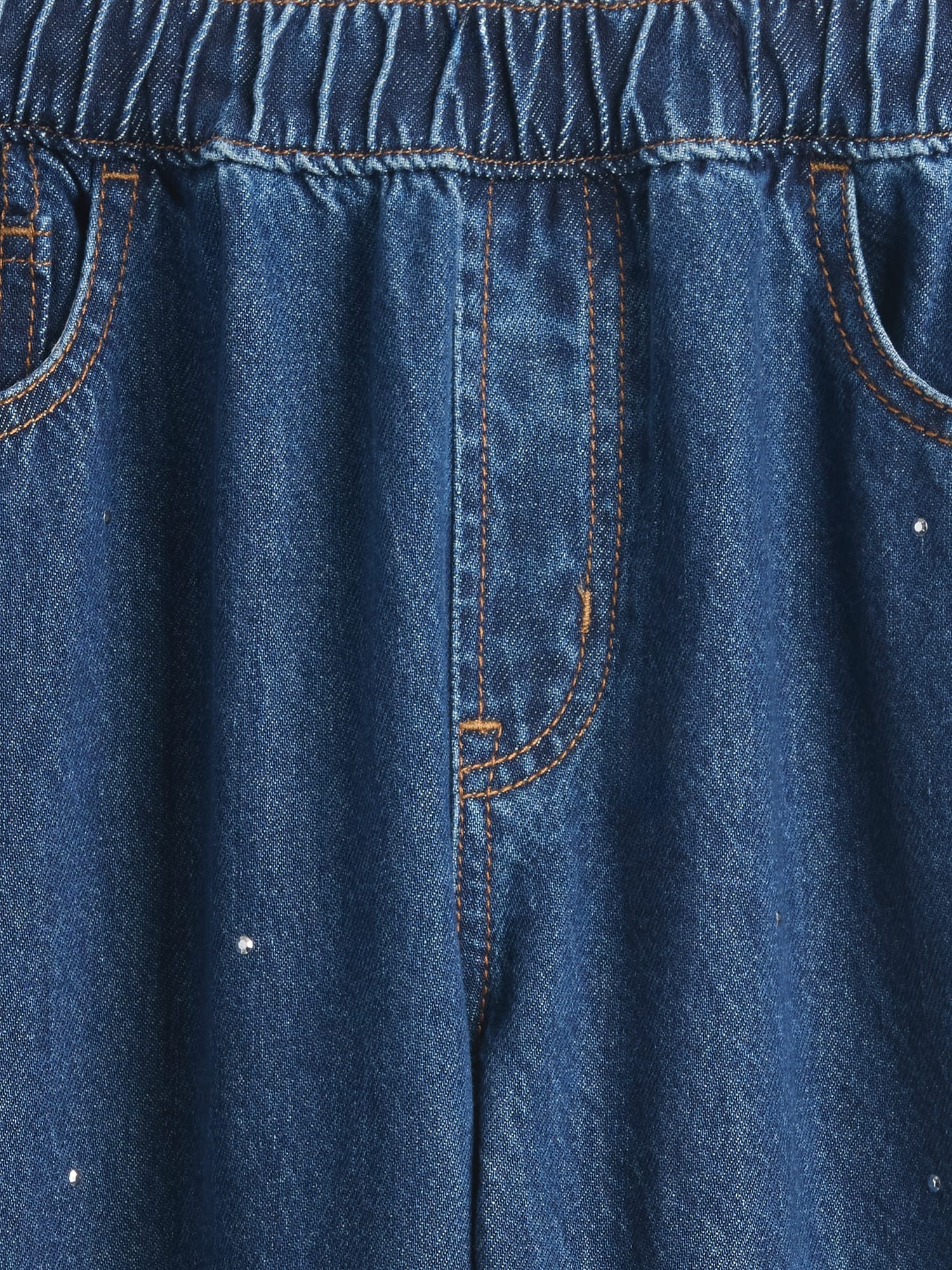 ハイライズ ラインストーン イージーウエスト バレルデニム (キッズ)-6