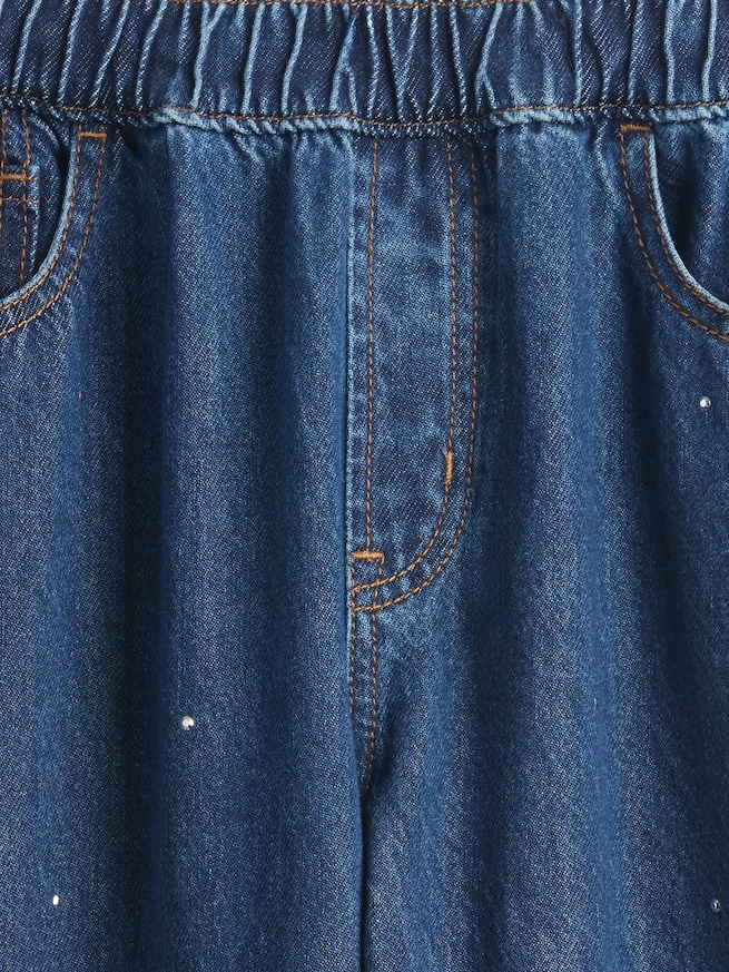 ハイライズ ラインストーン イージーウエスト バレルデニム (キッズ)-6