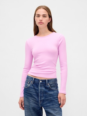 モダン コンパクト リブ クロップドTシャツ