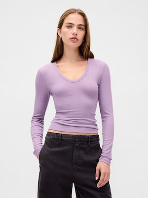 シアー モダンリブTシャツ