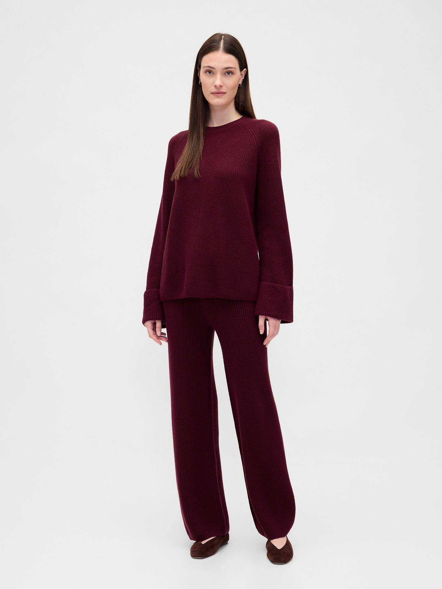 CashSoft Shaker-Stitch Sweater Pants