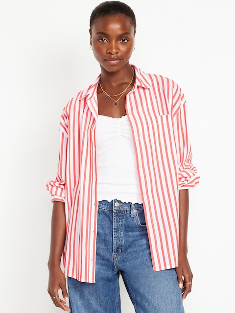 Oversized Button-Down Boyfriend Shirt