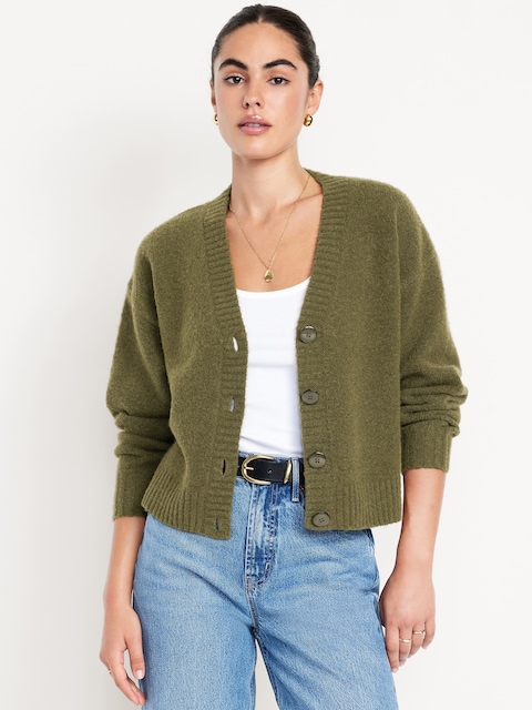 Wool-Blend Slouchy Cardigan Sweater