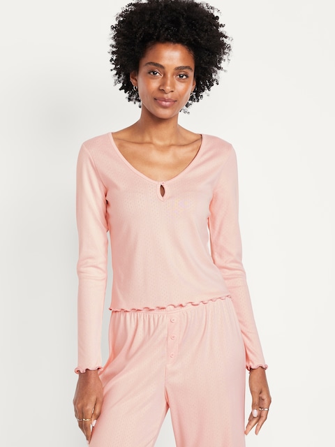 Cozy Lettuce-Edge Pajama Top