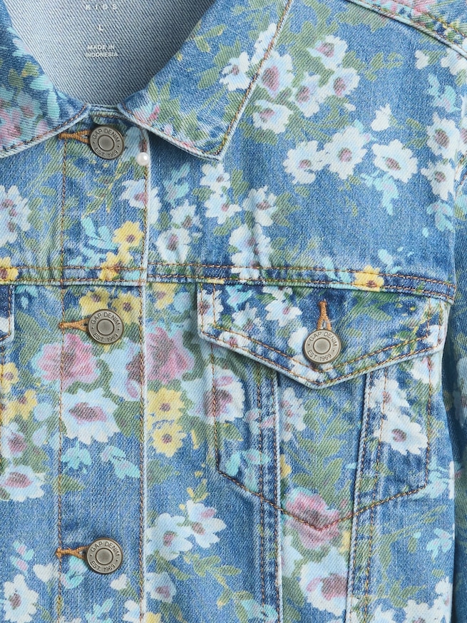 バルーンスリーブ フローラル デニムジャケット (キッズ)-4