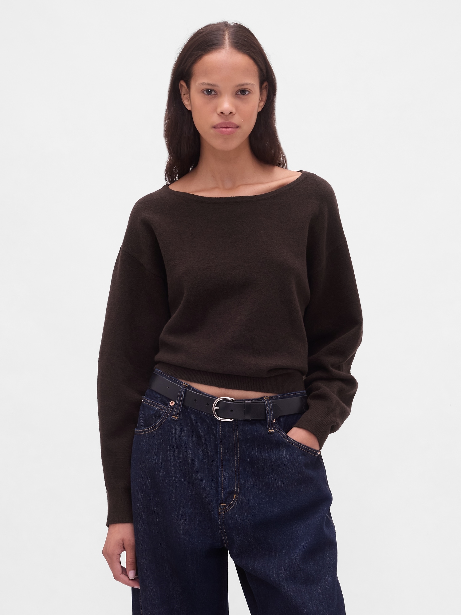 Gap CashSoft カシミヤタッチ ストレッチ ランタンスリーブ クロップドセーター Gap CashSoft カシミヤタッチ ストレッチ ランタンスリーブ クロップドセーター