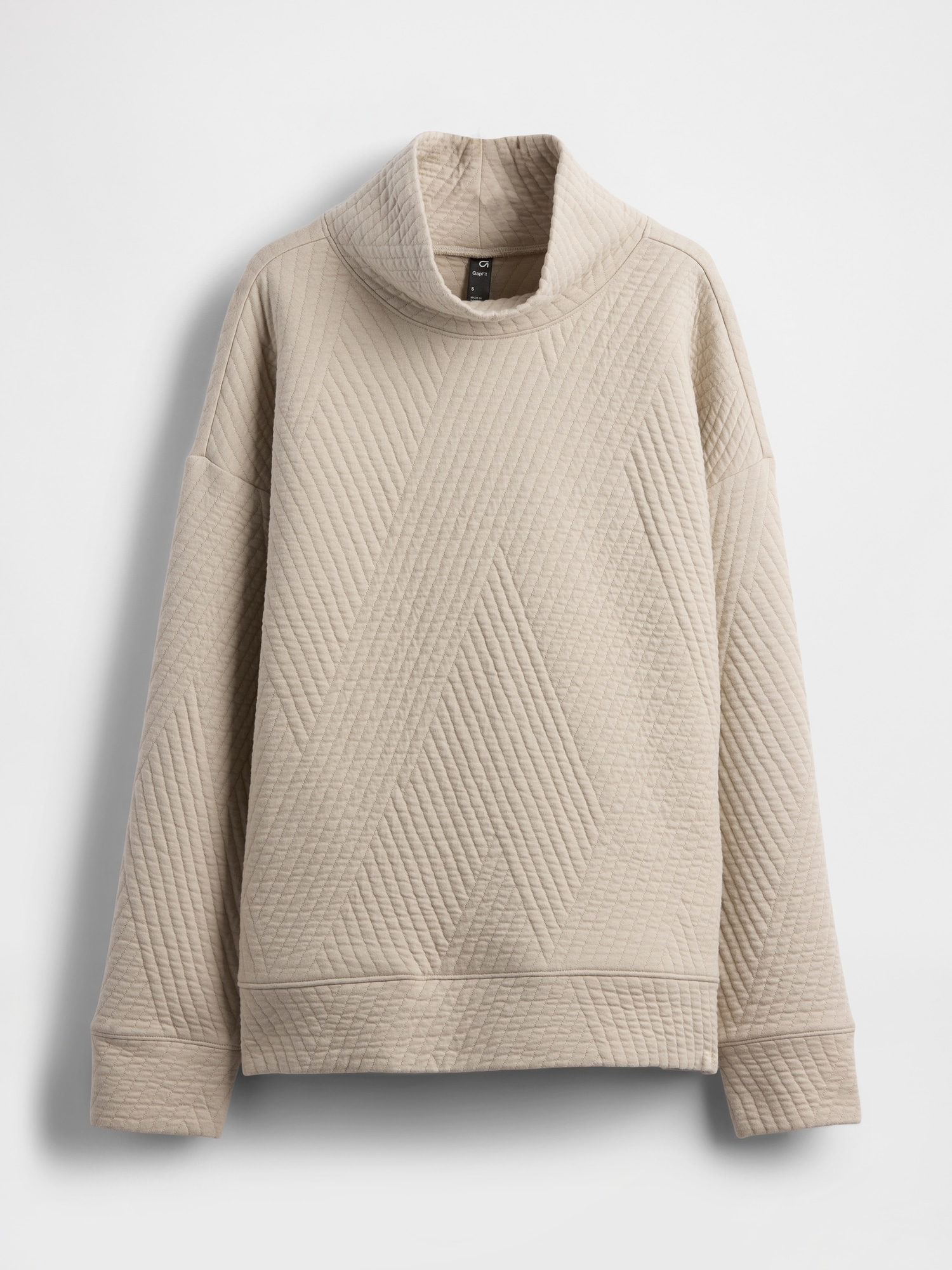 GapFit Quilted Jacquard Knit Funnel-Neck Pullover