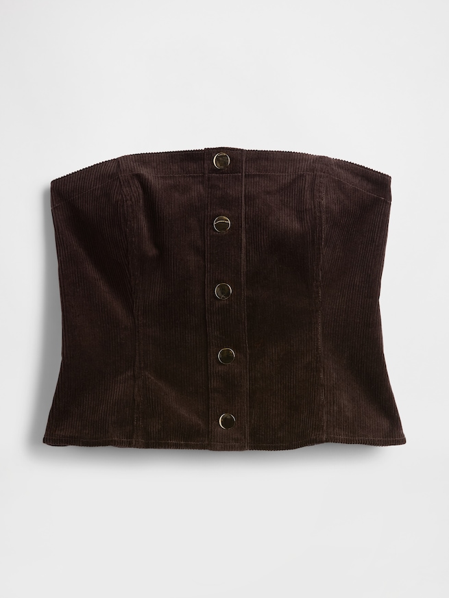 コーデュロイ ストラップレス クロップド ベスト-4
