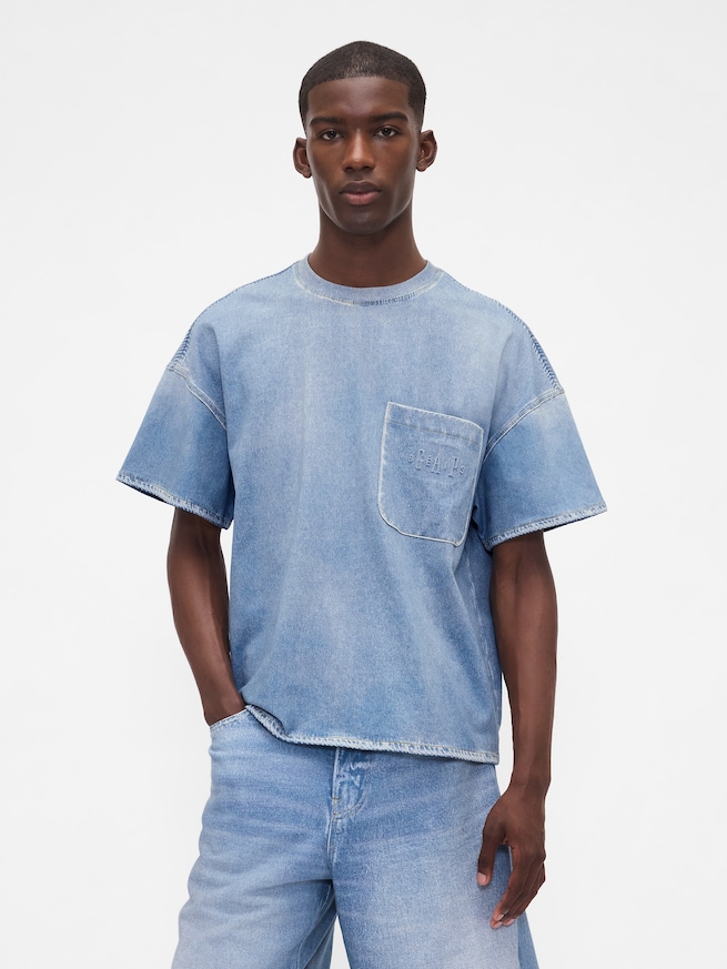 Gap × BÉIS ニットデニム ポケットTシャツ-2