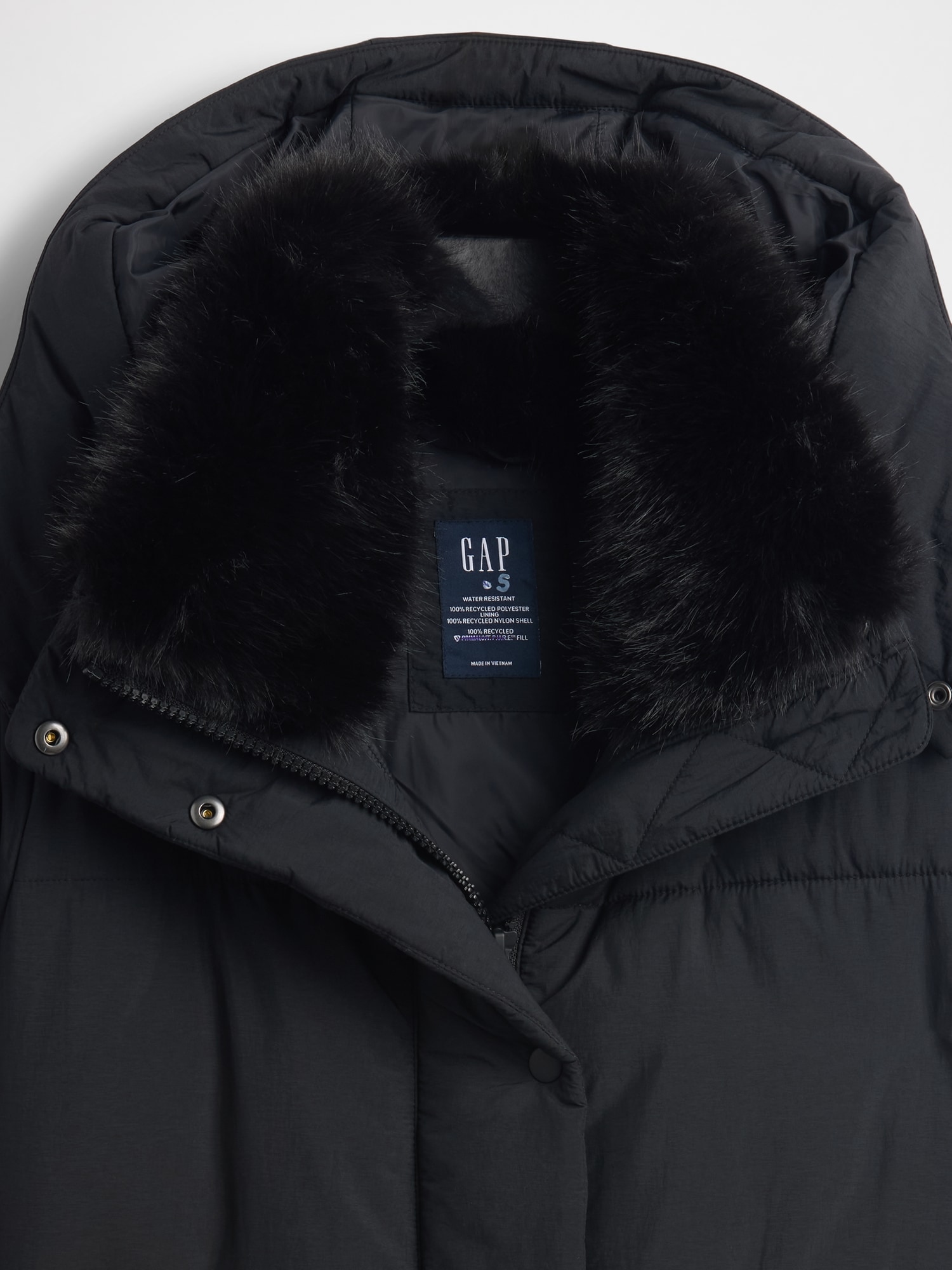 Faux Fur-Trim Midi Puffer Jacket