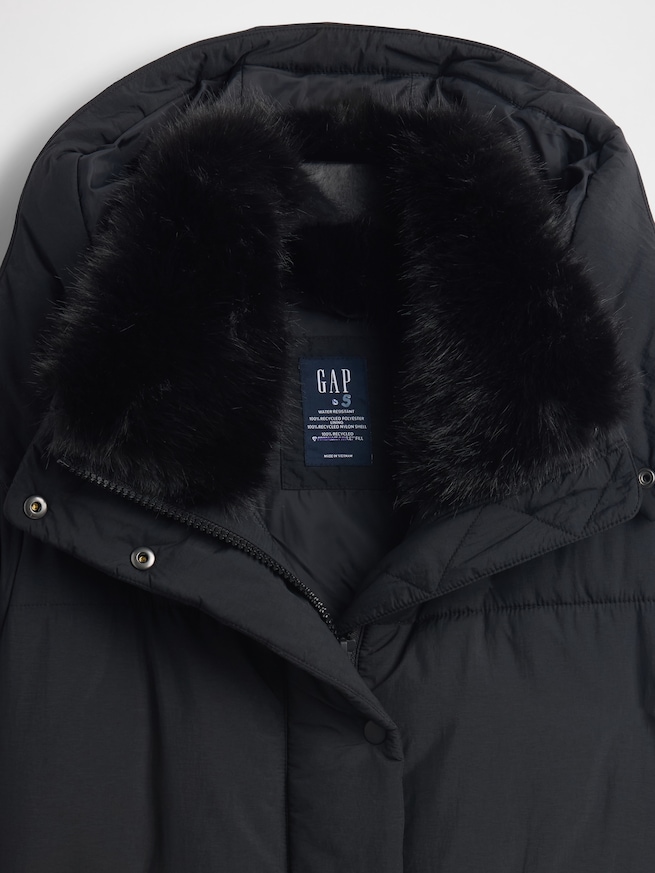 フェイクファートリミング ミディ パファージャケット-3