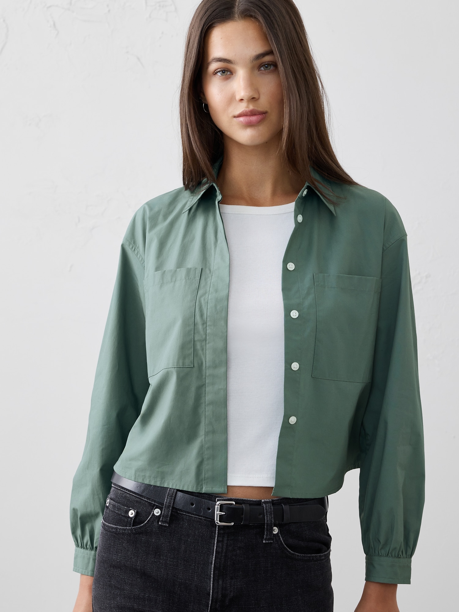 Cropped Double Pocket Shirt
