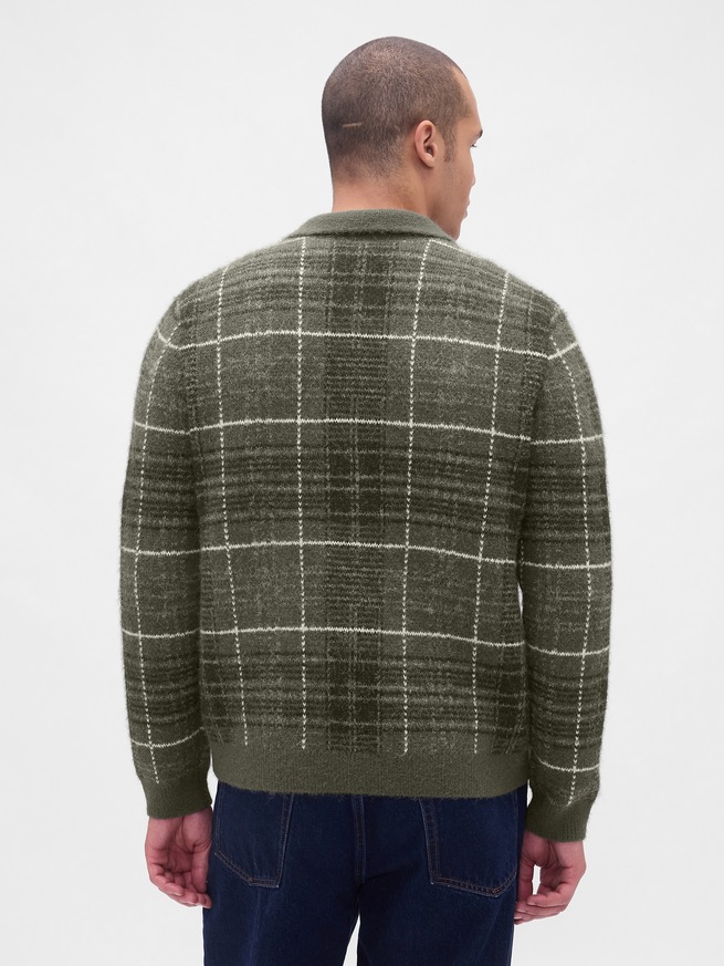 ブラッシュド プレイド ジップアップセーター-2