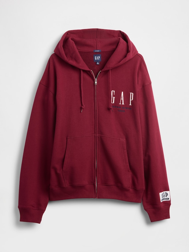 30th アニバーサリー ヘビーウェイト フレンチテリー GAPロゴ ジップアップパーカー-4