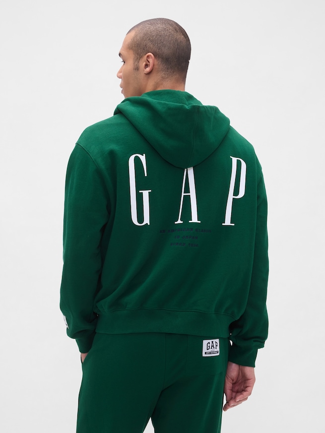 30th アニバーサリー ヘビーウェイト フレンチテリー GAPロゴ ジップアップパーカー-2