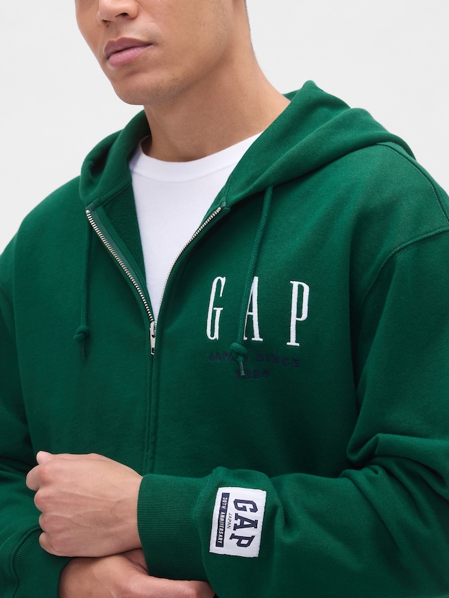 30th アニバーサリー ヘビーウェイト フレンチテリー GAPロゴ ジップアップパーカー-3