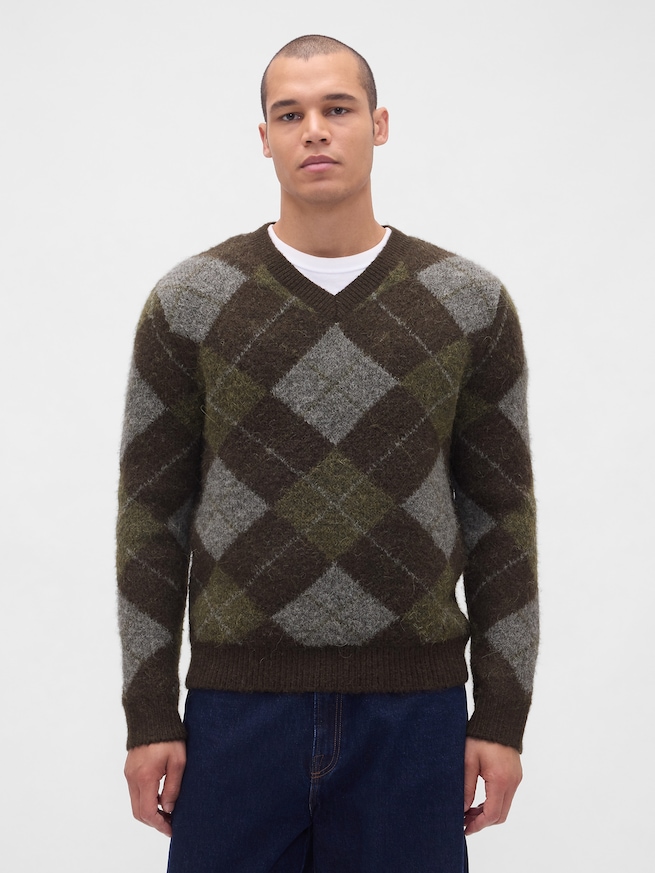 ブラッシュド アーガイルセーター-0