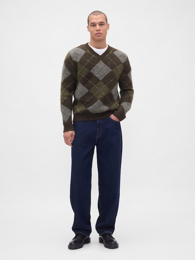 ブラッシュド アーガイルセーター-1