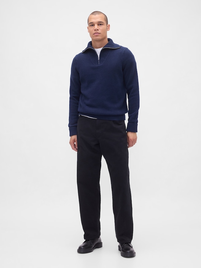 CashSoft カシミヤタッチ 1/4ジップアップ プルオーバーセーター-1