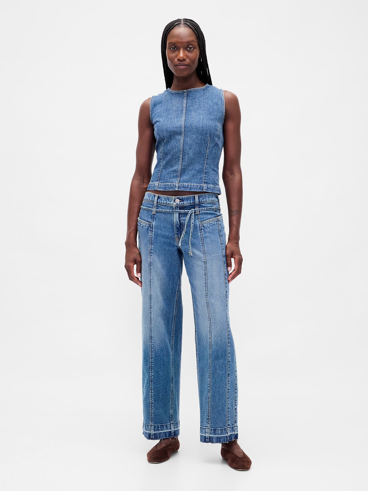 Denim Crop Shell Tank Top