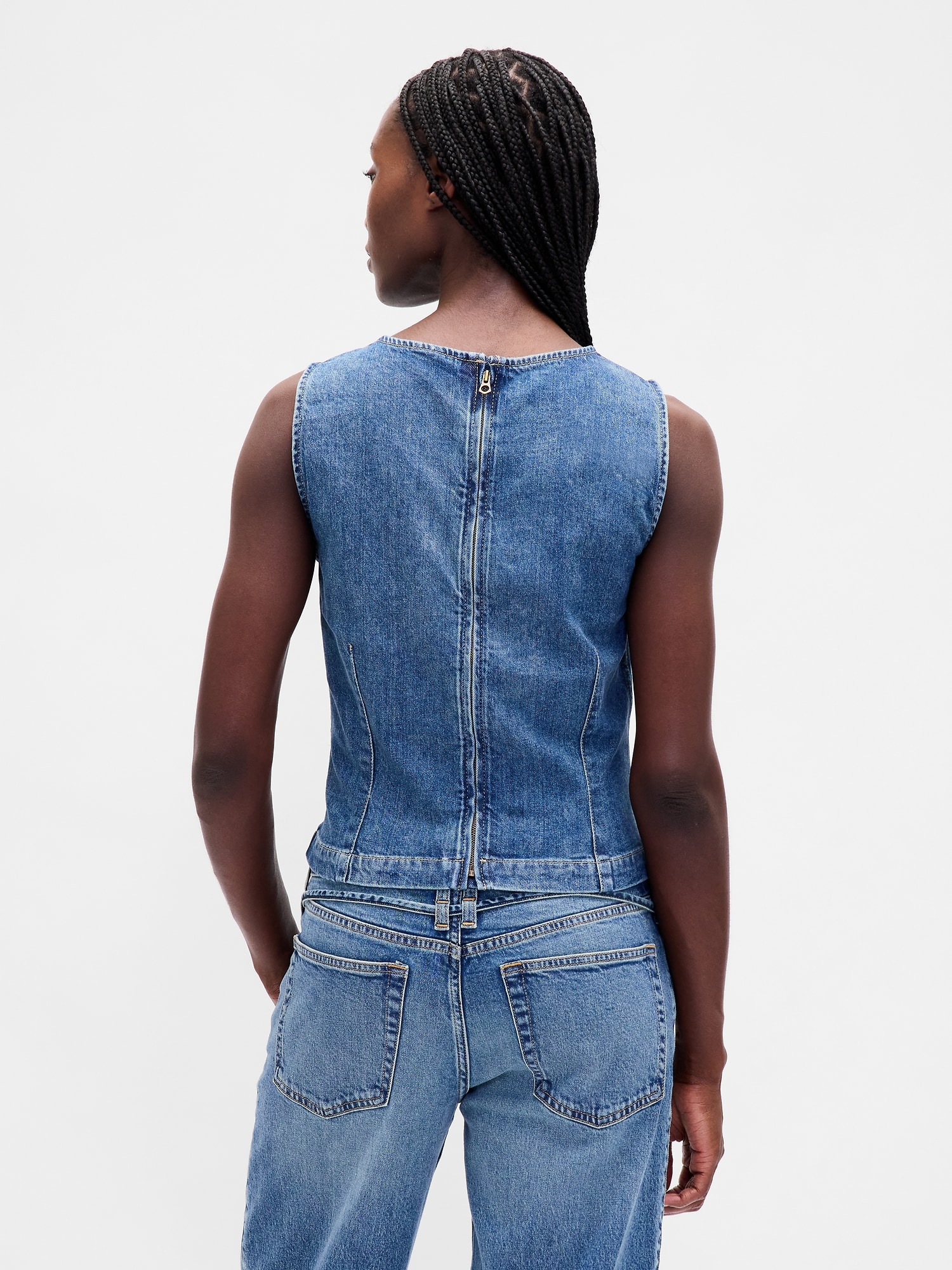 Denim Crop Shell Tank Top