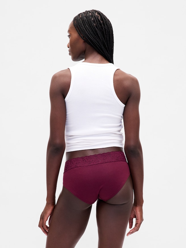 オーガニック ストレッチコットン レーストリム ヒップスター-1