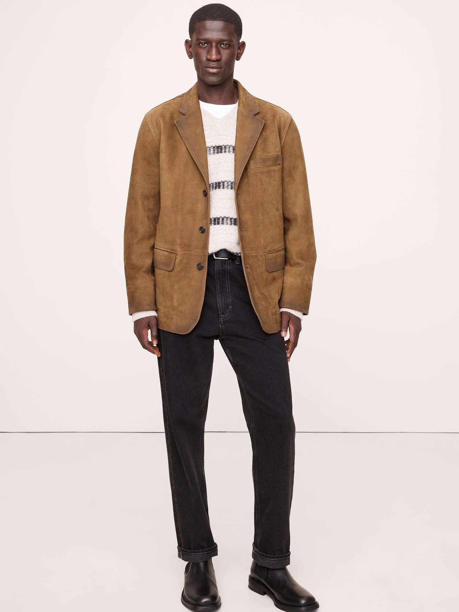 BLAZER DÉCONTRACTÉ EN CUIR NUBUCK