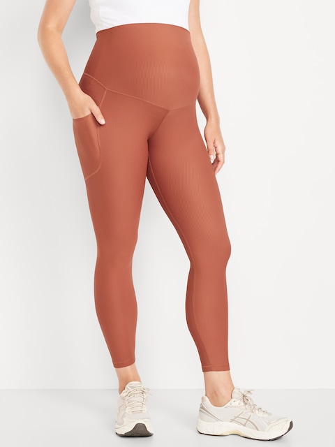 LEGGING POWERSOFT CÔTELÉ LONGUEUR 7/8 À PANNEAU COUVRANT DE MATERNITÉ
