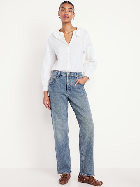 Mid-Rise Slouchy Straight Jeans
