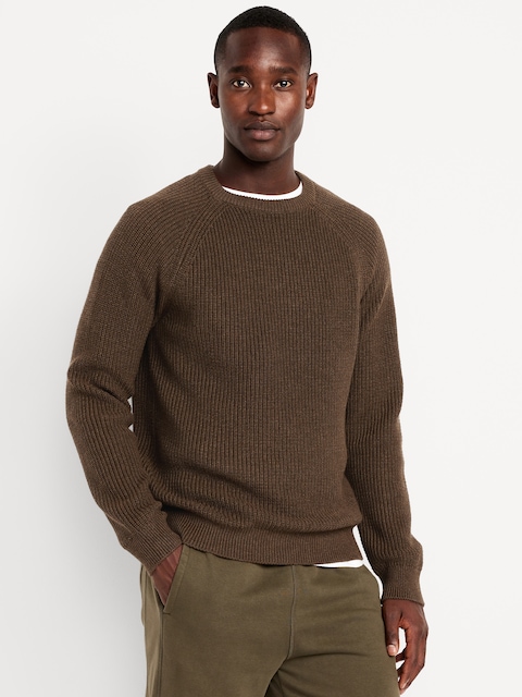 Crew-Neck Shaker-Stitch Sweater