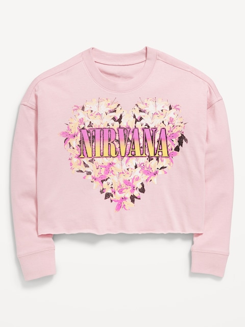 Nirvana™ Long-Sleeve Cropped T-Shirt for Girls