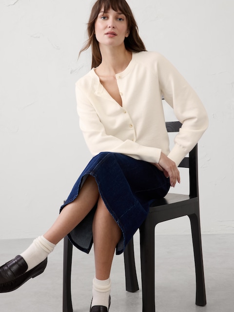 Volume-Sleeve Cardigan Sweater