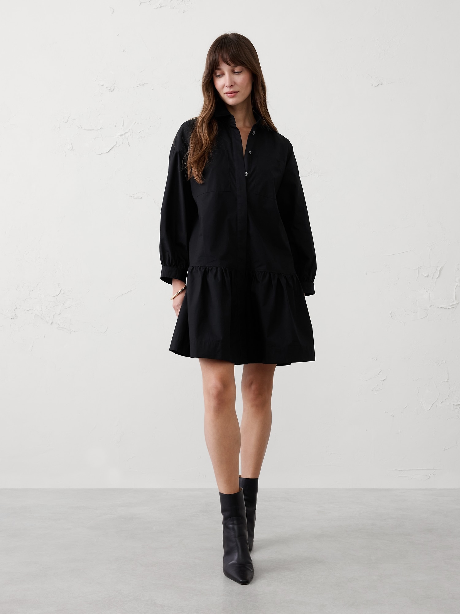 Puff-Sleeve Tiered Mini Dress