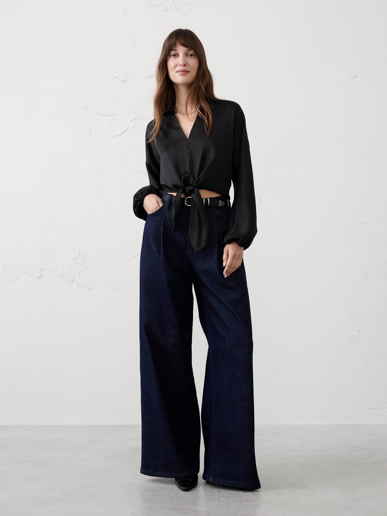 Silky Bubble-Sleeve Top