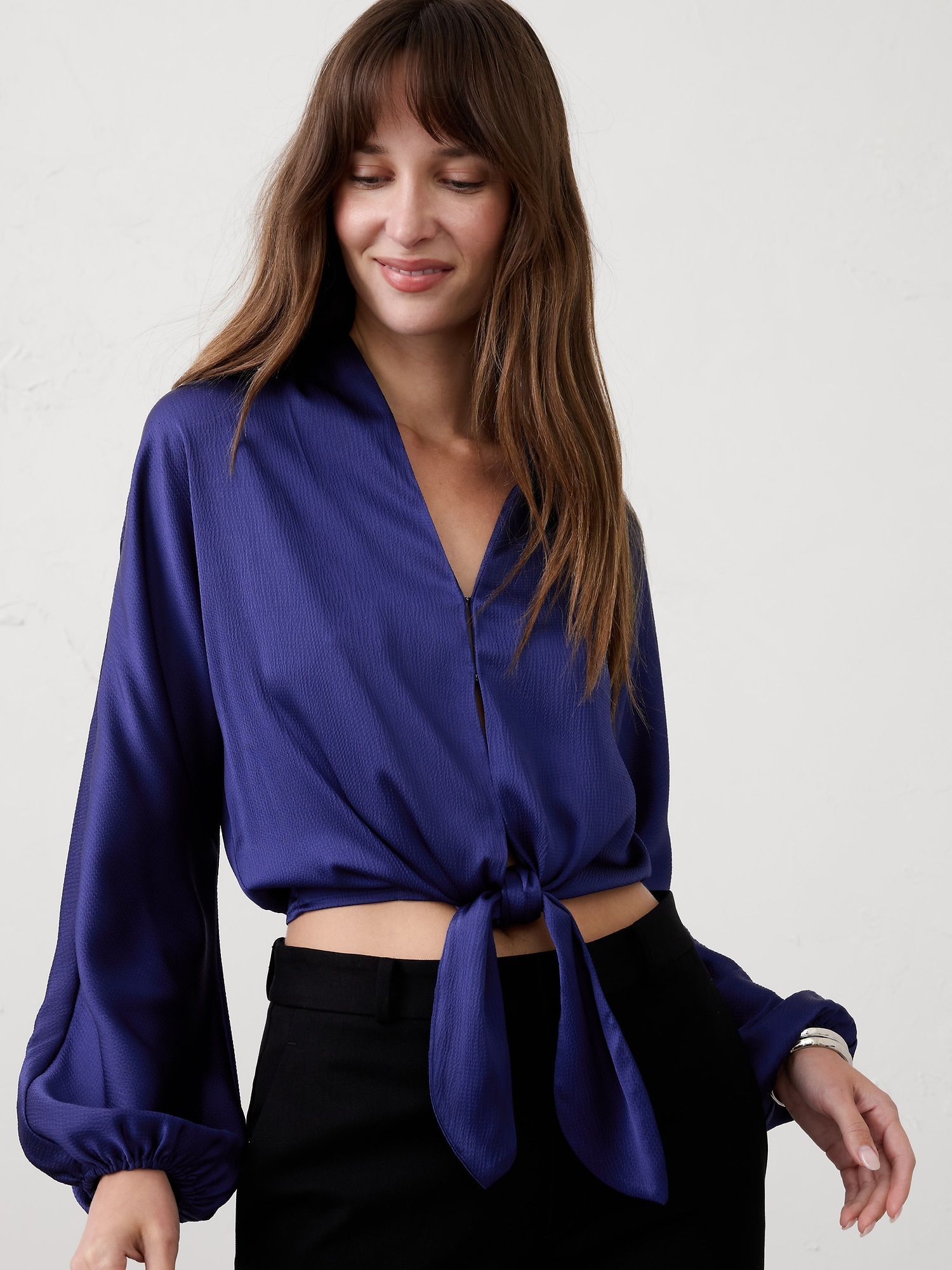 Silky Bubble-Sleeve Top