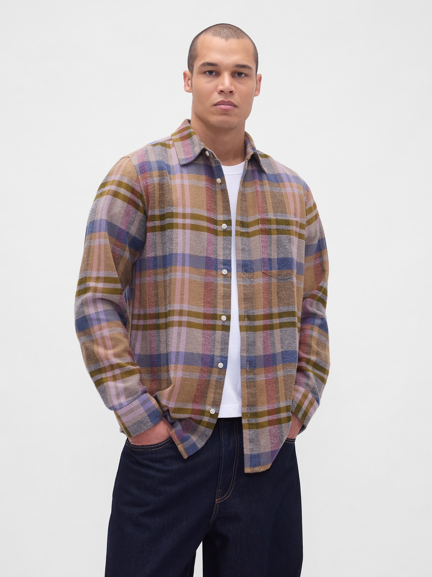 Organic Cotton Relaxed Flannel Shirt