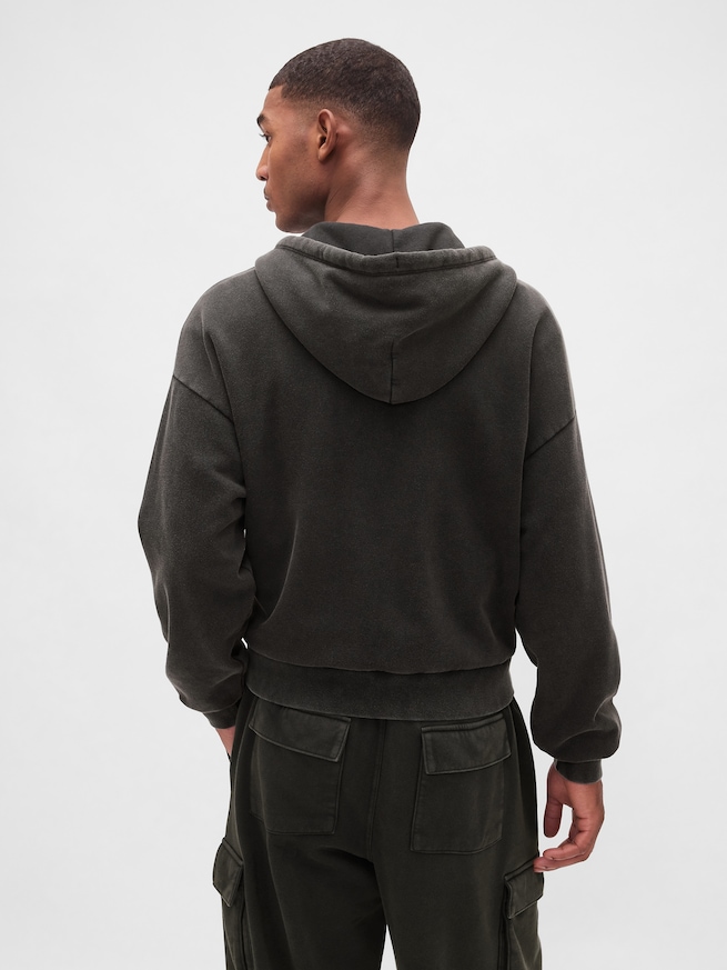 ヴィンテージソフト オーバーサイズ クロップド ジップアップパーカー-2