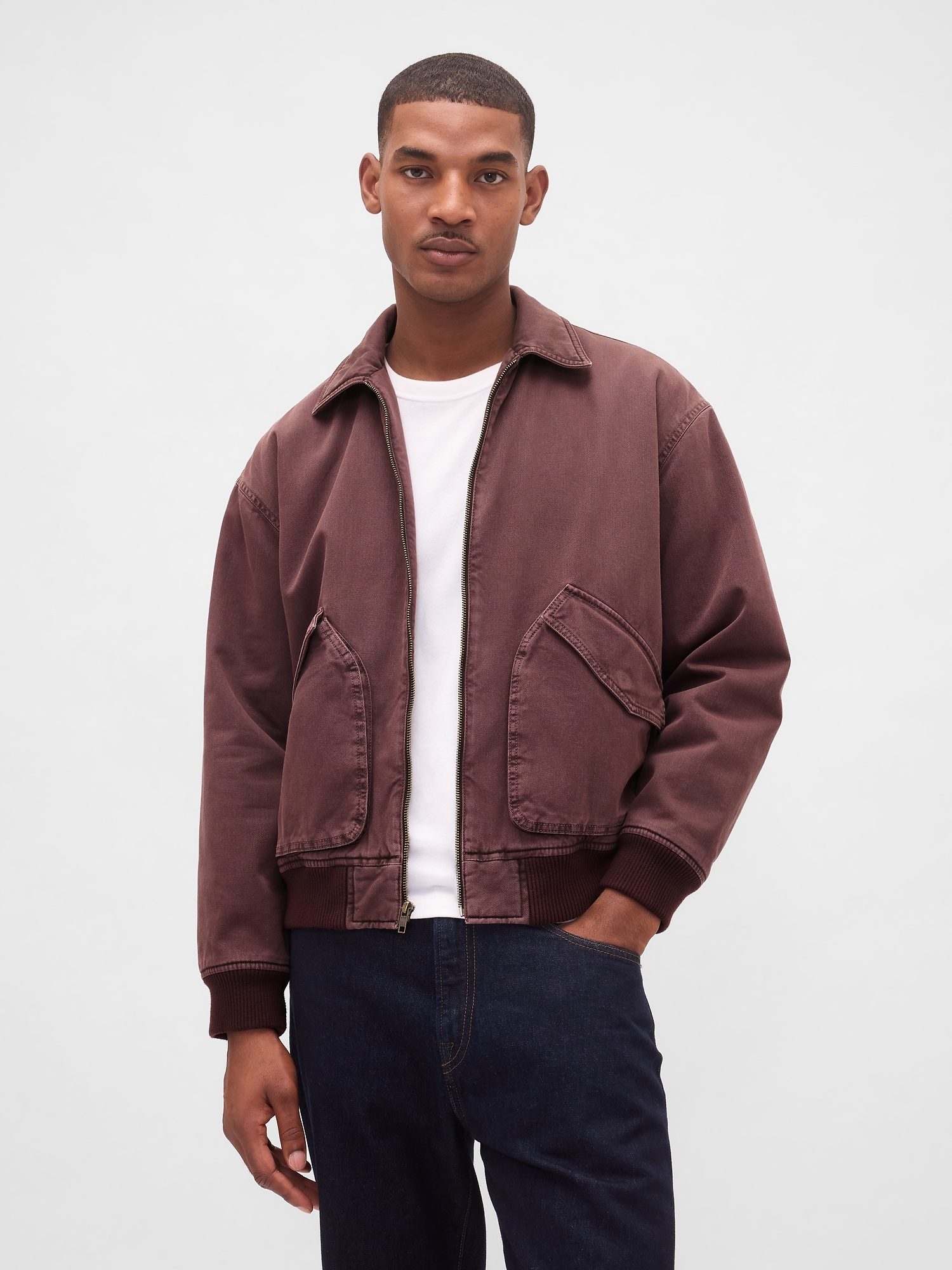Washed Twill Bomber Jacket