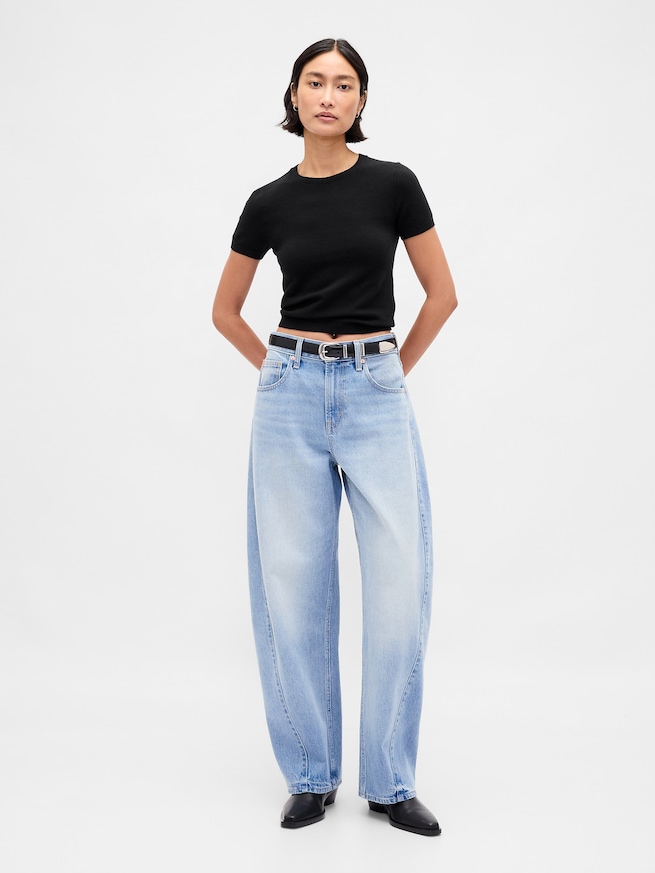 CashSoft カシミヤタッチ ストレッチ チビTシャツ-1