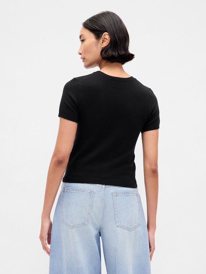 CashSoft カシミヤタッチ ストレッチ チビTシャツ-2