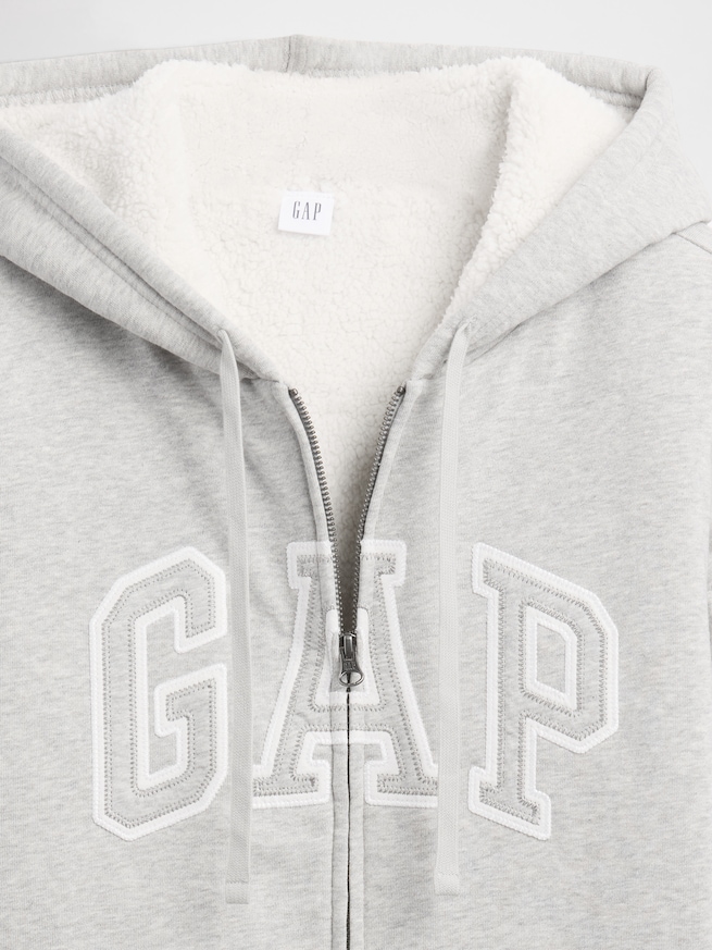 リラックスフィット GAPロゴ 裏ボア ジップアップパーカー-3