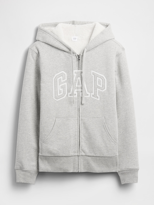 リラックスフィット GAPロゴ 裏ボア ジップアップパーカー-4