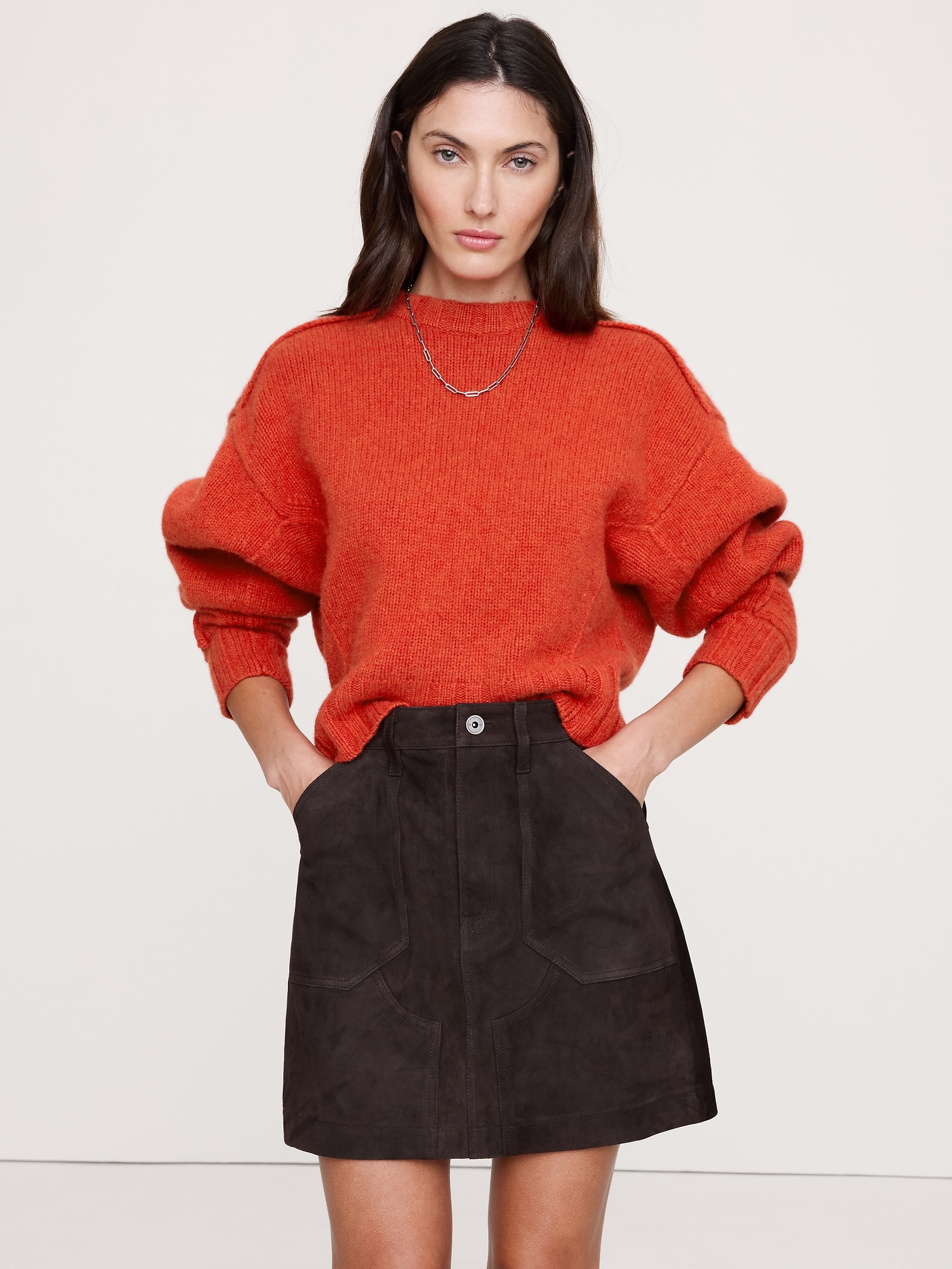 CHANDAIL À PANNEAUX CÔTELÉS EN MÉLANGE DE LAINE MÉRINOS ET CACHEMIRE