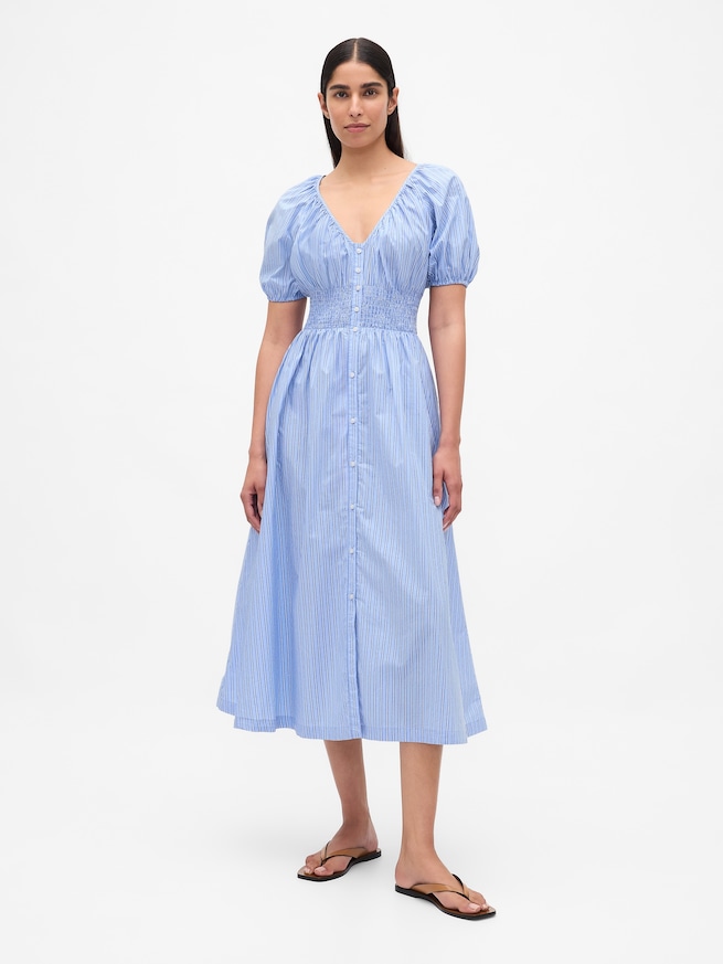 パフスリーブ ミディワンピース-0