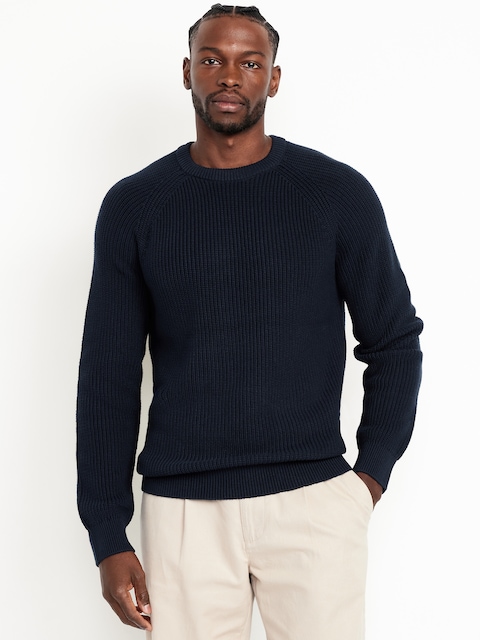 Crew-Neck Shaker-Stitch Sweater