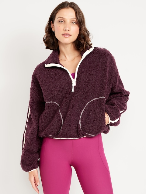 Loose Sherpa Quarter-Zip Pullover