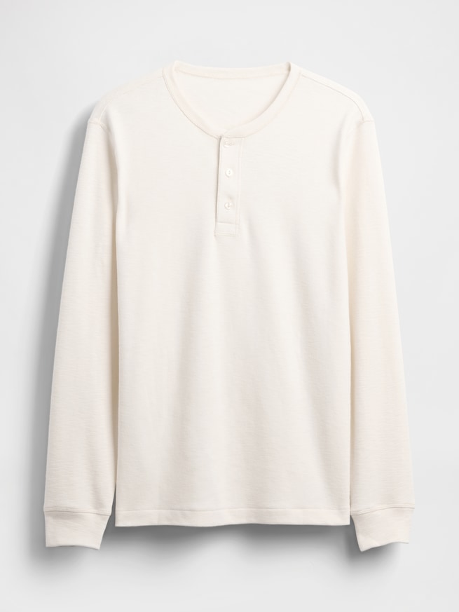 ダブルニット ヘンリーネックTシャツ-4