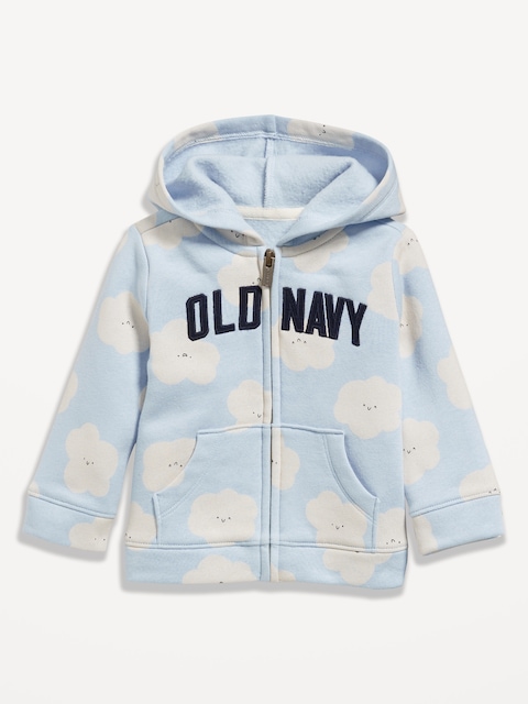 Printed Logo-Graphic Zip Hoodie for Baby